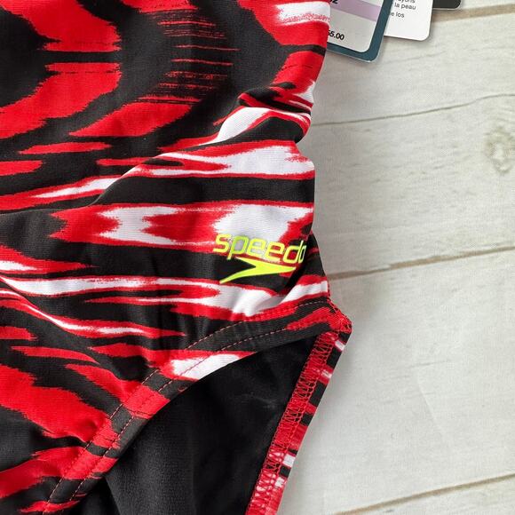 NWT Speedo One Piece ProLT Cross Back Printed Adult Team Colors 6/32 Small Red - Picture 3 of 6